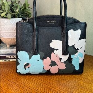 Kate Spade Black Satchel with Floral Design